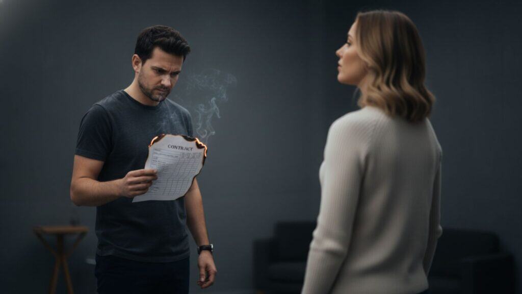 A visual representation of the covert contract, where a nice guy expects returns for his sacrifices.