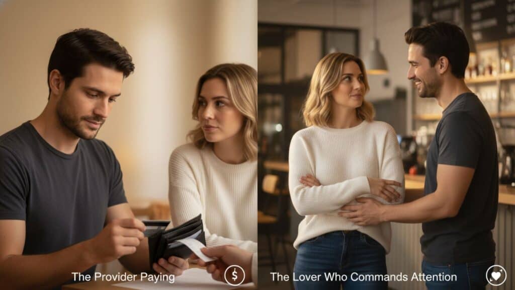 An illustration of the evolutionary dual mating strategy: Good Genes vs Good Provision.