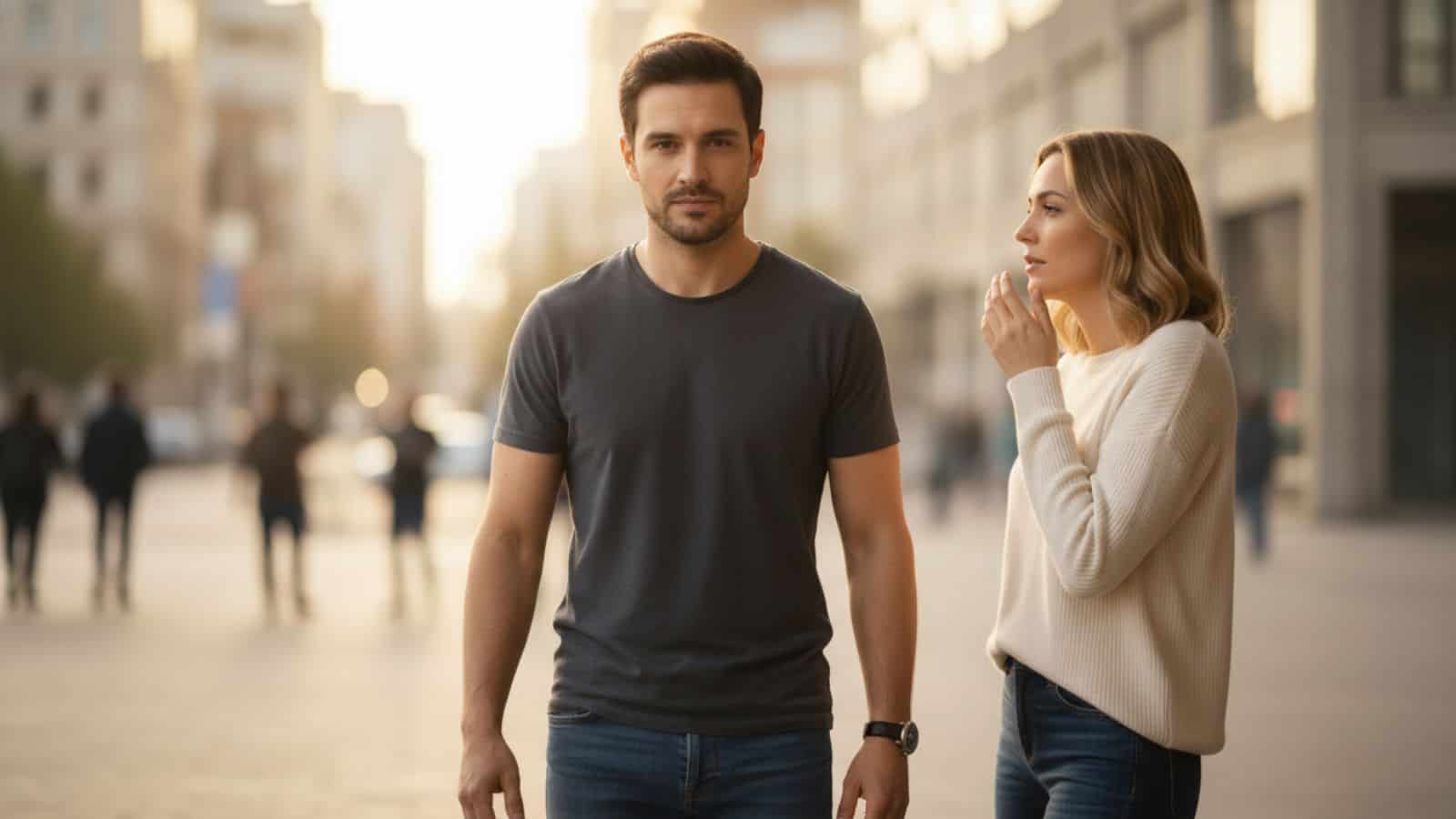 A confident man in focus, illustrating the psychology that will make her choose you