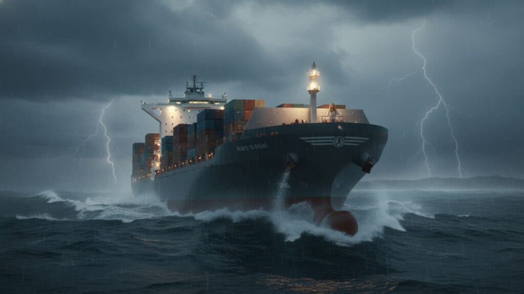 A strong ship in a storm, illustrating the mindset of being the vessel, not the passenger, in a relationship
