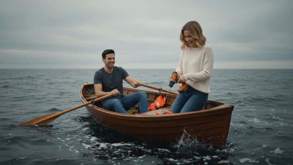 A visual metaphor of a partner destroying your financial progress.