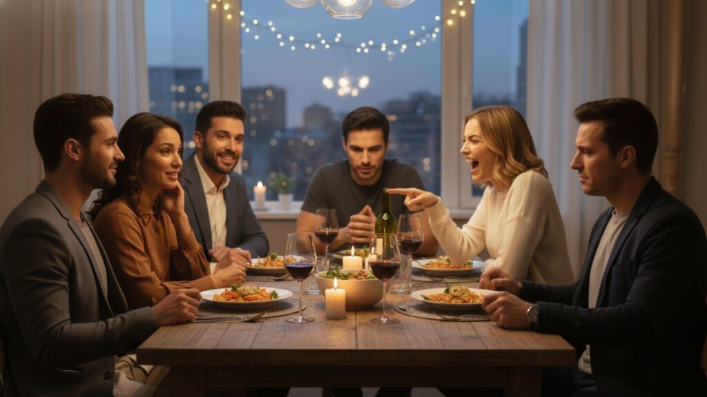 A woman mocking her partner in public, a major sign of lost respect.