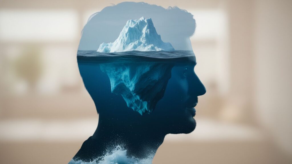 The subconscious mind represented as an ocean, hiding deep emotions and dreams.
