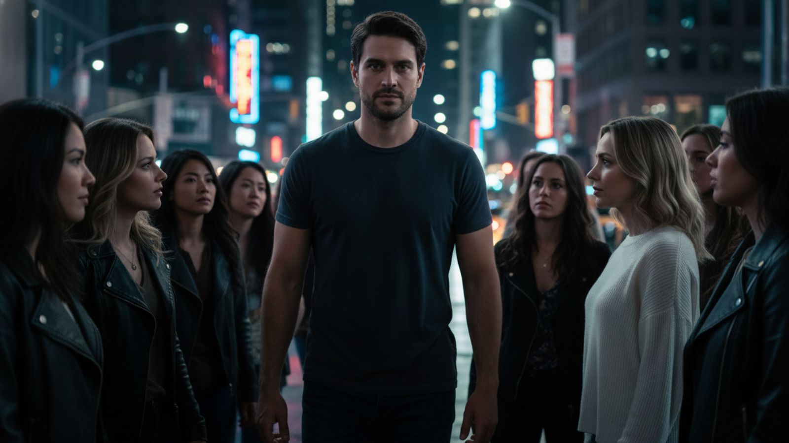 Women looking at a confident man, illustrating the psychology of why she chases him