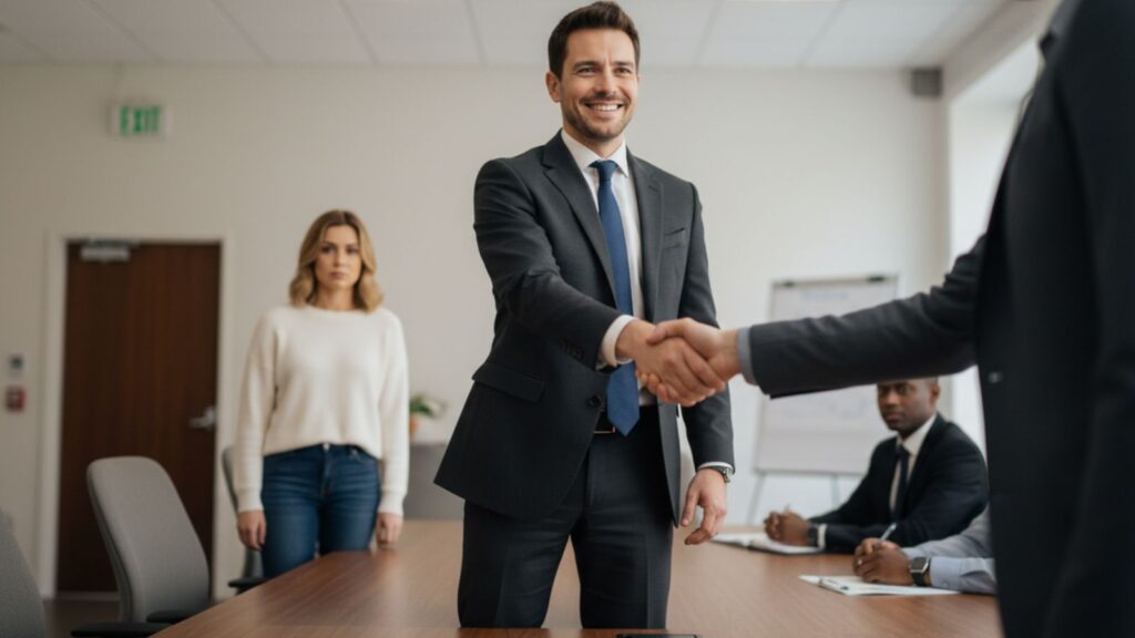 Feet pointing towards the door revealing the desire to leave.