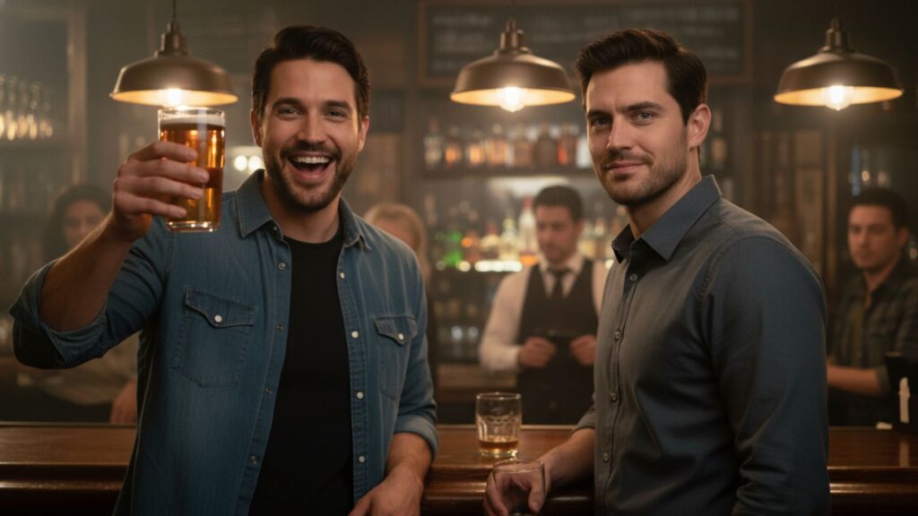 A fake smile revealing jealousy when hearing good news.