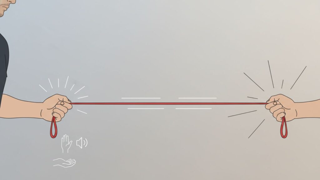 The rubber band theory of attraction and tension.