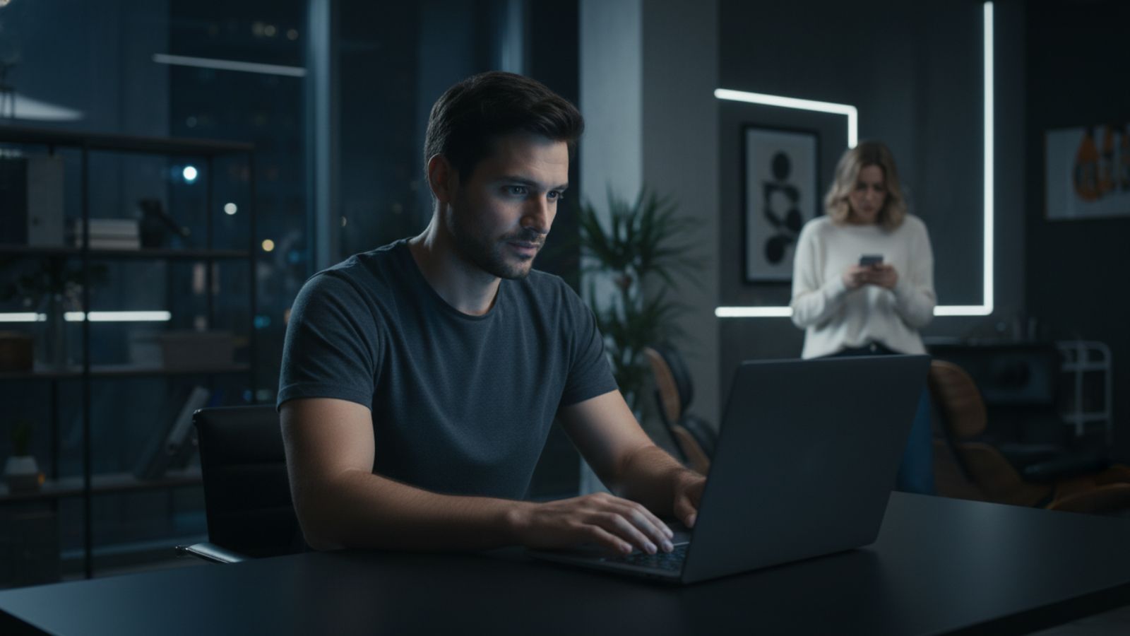 A man focusing on his mission while a woman waits for his text, illustrating why silence drives her crazy.