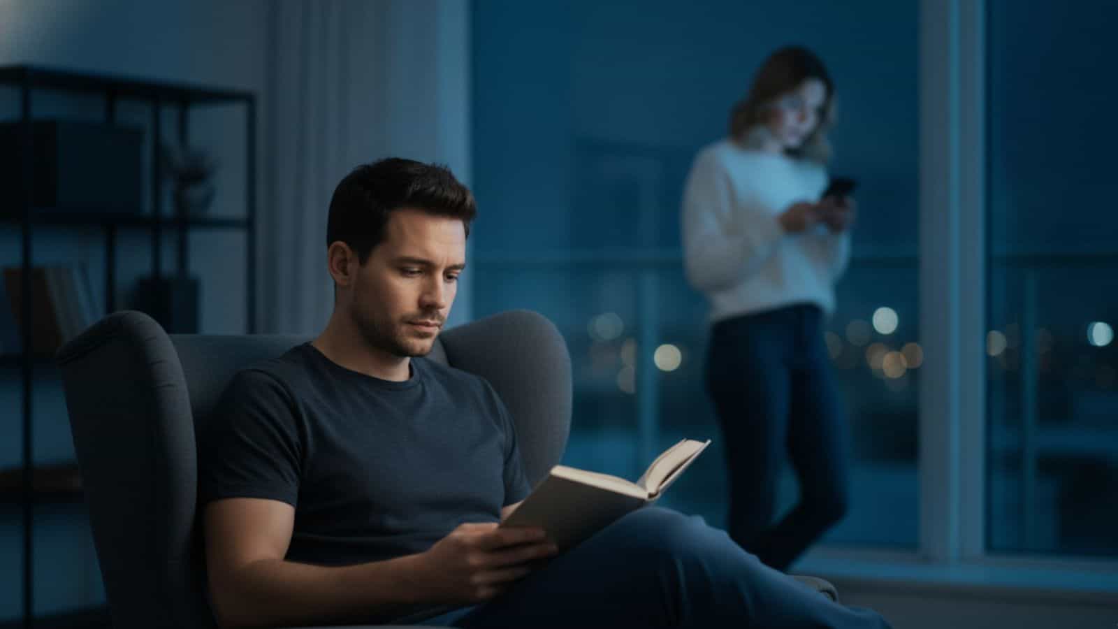 A woman looking at her phone at night, illustrating what avoidants think during no contact.