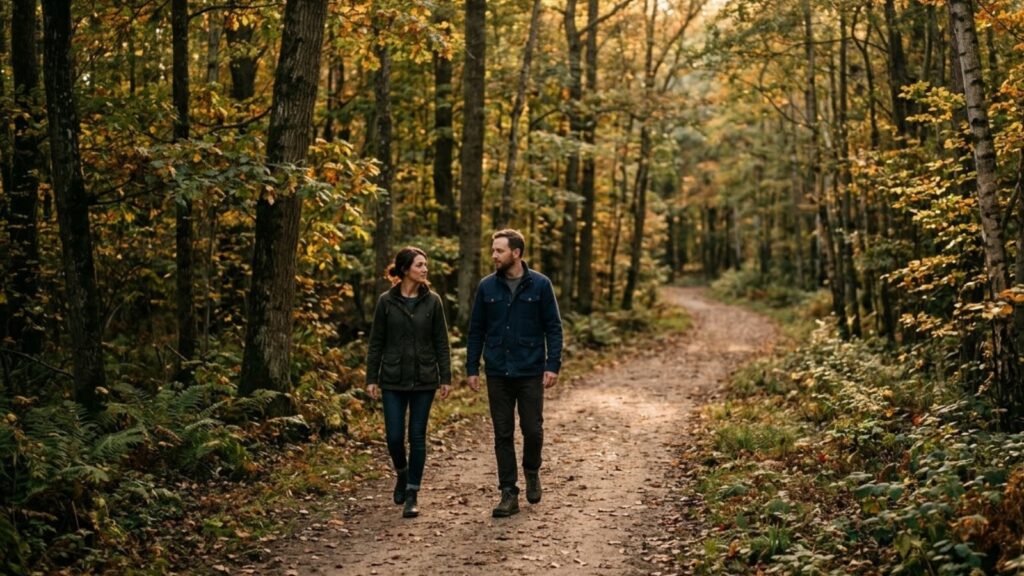 Couple walking together on a path symbolizing the journey of rebuilding trust after lying